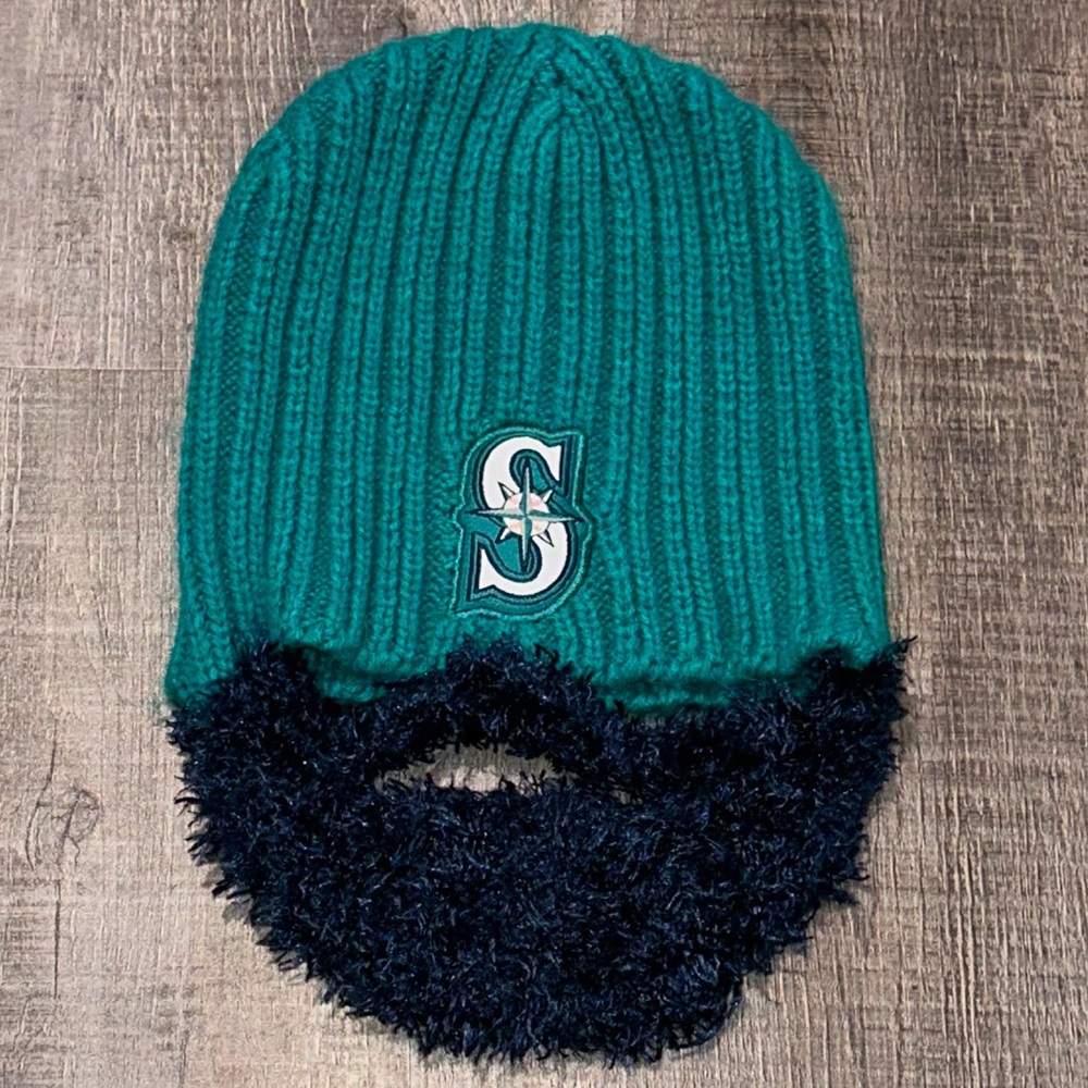 Seattle Mariners MLB Adult One Size Knit Beard Beanie Hat
